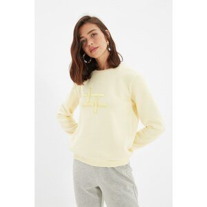 Trendyol Yellow Basic Embroidered Knitted Sweatshirt