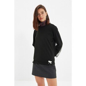 Trendyol Black Bow Detailed Basic Knitted Slim Sweatshirt