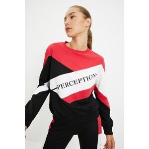 Trendyol Black Color Block Printed Sports Sweatshirt