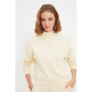 Trendyol Beige 100% Organic Cotton Stand Knitted Sweatshirt