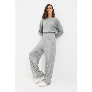 Trendyol Gray Soft Wide Leg Knitted Trousers