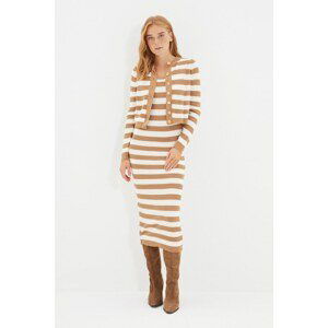 Trendyol Camel Striped Knitwear Dress