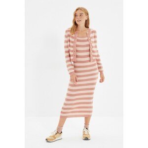 Trendyol Dried Rose Striped Knitwear Dress