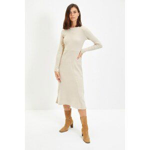 Trendyol Beige Fake Knitwear Midi Knitted Dress