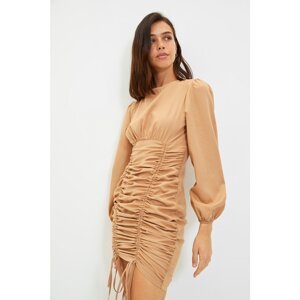 Trendyol Camel Pleated Dress