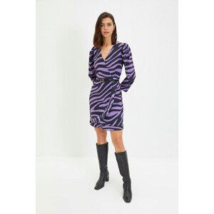 Trendyol Purple Belted Double Breasted Collar Dress