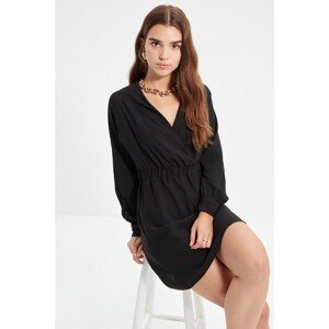 Trendyol Black Double Breasted Collar Dress