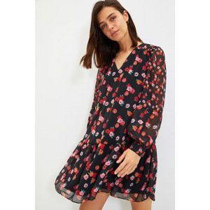 Trendyol Black Patterned V-Neck Dress