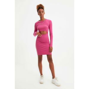 Trendyol Pink Waist Decollete Knitted Dress