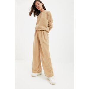 Trendyol Beige Fleece Wide Leg Knitted Sweatpants