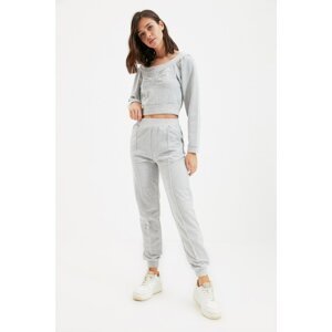 Trendyol Gray Ribbed Basic Jogger Knitted Sweatpants