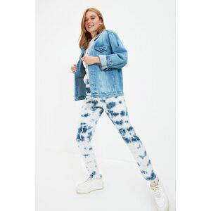 Trendyol Indigo Batik Pattern Straight Knitted Slim Sweatpants