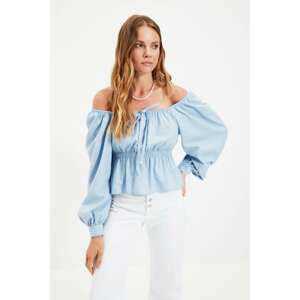 Trendyol Blue Pleated Blouse