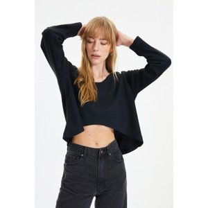 Trendyol Black V Neck Rib Knitted Blouse