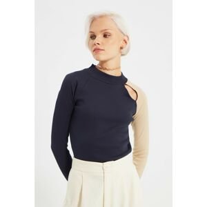 Trendyol Navy Blue Color Block Knitted Blouse