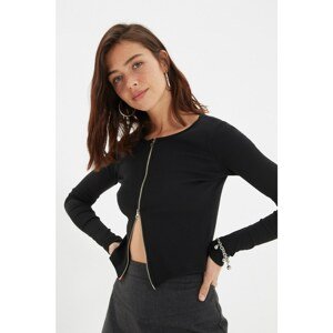 Trendyol Black Zipper Knitted Blouse