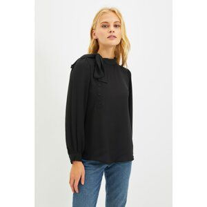 Trendyol Black Scarf Collar Blouse