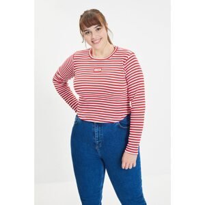 Trendyol Red Striped Crop Knitted Blouse