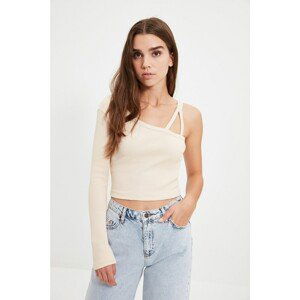 Trendyol Stone Single Sleeve Crop Knitted Blouse