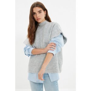 Trendyol Gray Stand Up Collar Knitwear Blouse