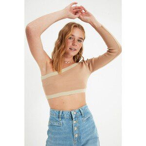 Trendyol Mink Crop One Shoulder Knitwear Blouse