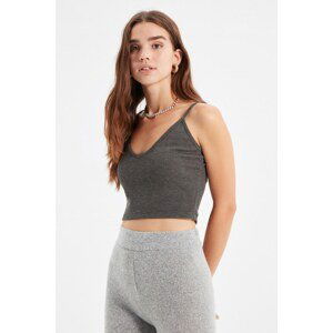 Trendyol Anthracite Crop Knitted Singlet