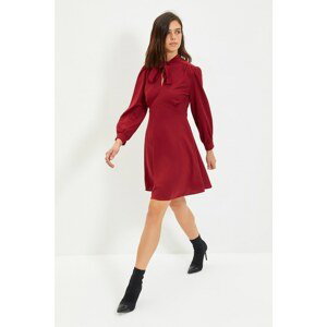 Trendyol Claret Red Tie Detailed Knitted Dress