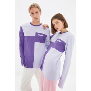 Trendyol Lilac Unisex Regular Printed Knitted T-Shirt