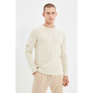 Trendyol Beige Men Regular Fit Long Sleeve Crew Neck Pocket T-Shirt