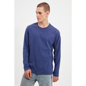 Trendyol Navy Blue Men's 100% Organic Cotton Oversize Fit T-Shirt