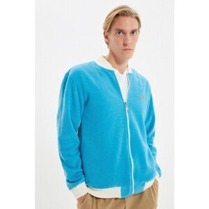 Trendyol Blue Unisex Regular Fit Long Sleeve Embroidered Zipper Paneled Sweatshirt