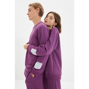 Trendyol Purple Unisex Regular Printed Knitted Sweatshirt