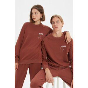 Trendyol Brown Unisex Raglan Sleeve Knitted Sweatshirt