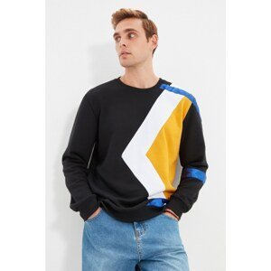 Trendyol Black Men's Regular Fit Paneled Sweatshirt
