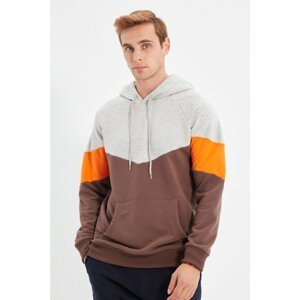 Trendyol Gray Men's Regular Fit Hooded Paneled Sweatshirt