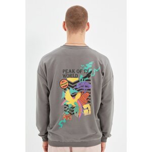 Trendyol Gray Men's Oversize Crew Neck Sweatshirt