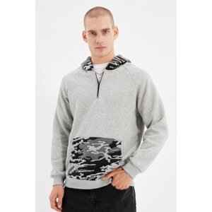 Trendyol Gray Men's Regular Fit Hooded Long Sleeve Sweatshirt