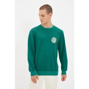 Trendyol Green Men's Regular Fit Long Sleeve Crew Neck Printed Sweatshirt