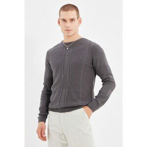 Trendyol Anthracite Men's Crew Neck Slim Fit Knitwear Sweater