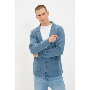 Trendyol Blue Men's Regular Jacket Collar Buttoned Pocketed Cardigan