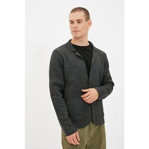 Trendyol Anthracite Men Regular Jacket Collar Buttoned Pocketed Cardigan