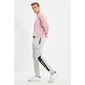 Trendyol Gray Men's Regular Fit Printed Rubber Leg Sweatpants