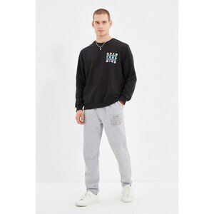 Trendyol Gray Men's Regular Fit Rubber Leg Printed Sweatpants