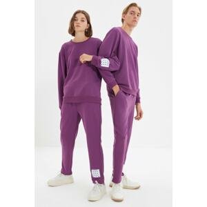 Trendyol Purple Unisex Regular Printed Knitted Sweatpants