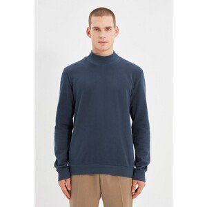 Trendyol Navy Blue Men's Regular Fit Stand Up Collar Long Sleeved Sweatshirt