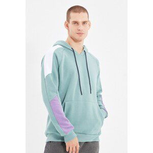 Trendyol Mint Men Regular Fit Long Sleeve Hooded Paneled Sweatshirt