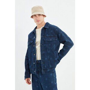 Trendyol Navy Blue Men's Boxy Fit Laser Denim Jacket