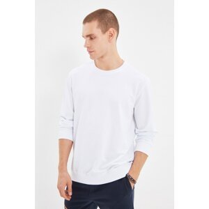 Trendyol White Men Regular Fit Long Sleeve Crew Neck Printed Sweatshirt