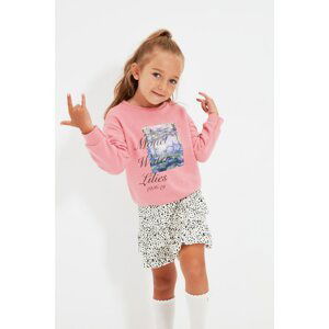 Trendyol Pink Monet Water Lilies Licensed Girl Knitted Thin Sweatshirt