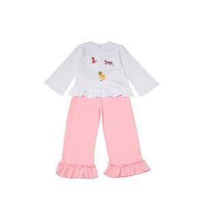 Trendyol Pink Printed Ruffle Detailed Girl Knitted Pajamas Set